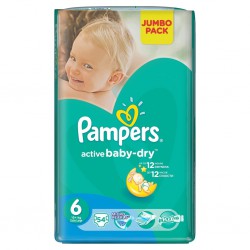 Подгузники 54 шт. Pampers актив беби драй экстра лардж 15+ кг р. 6