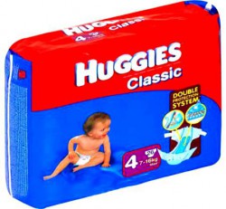 Подгузники 26 шт. Huggies классик эконом 7-18 кг