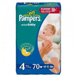 Подгузники 70 шт. Pampers актив беби макси 7-18 кг р. 4